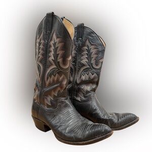 Vintage Panhandle Slim Black and Brown Western Boots